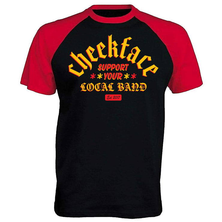 Black and red "Support Your Local Band" shirt